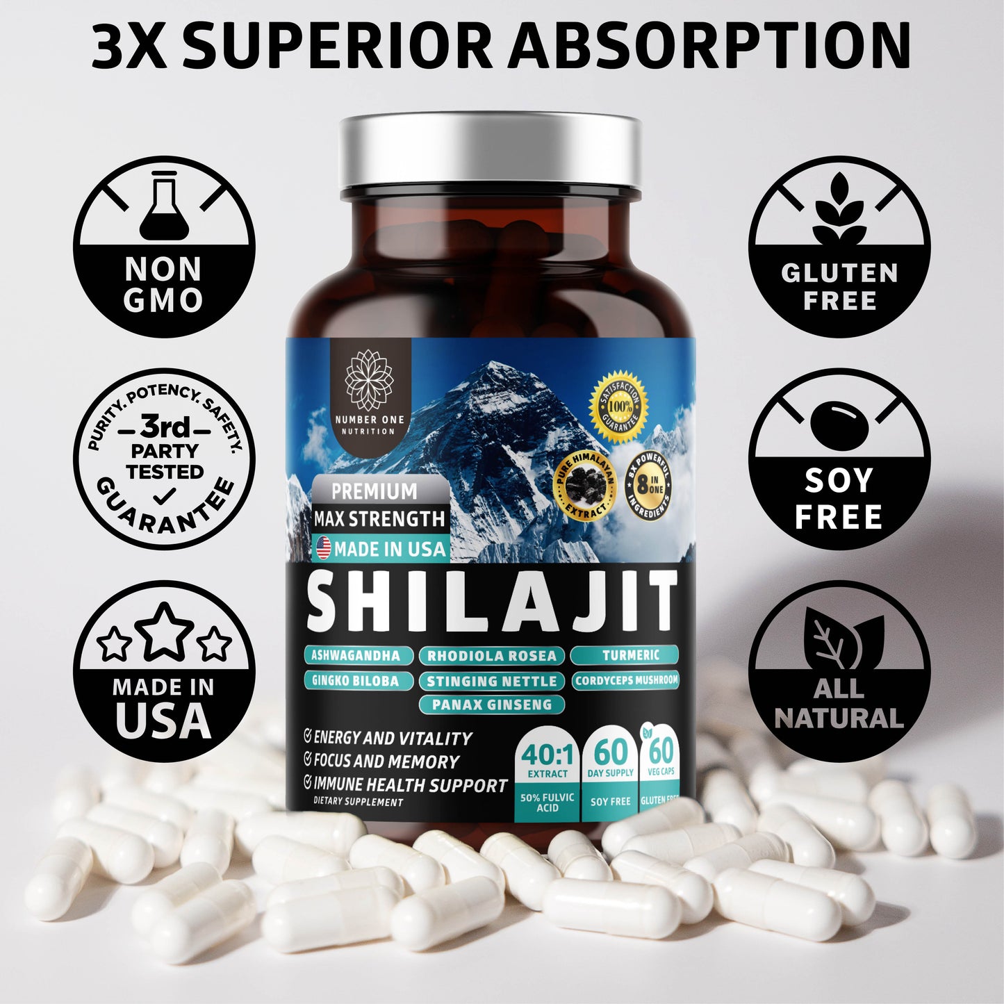 Himalayan Shilajit Complex for Women and Men, 60 Caps