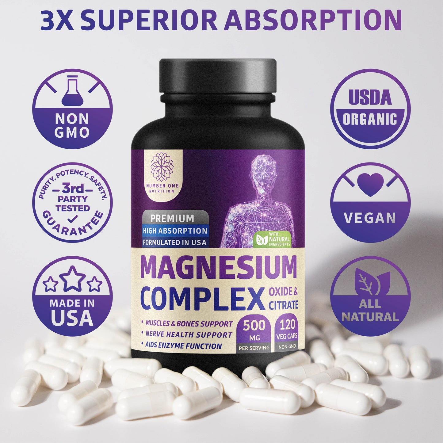 Magnesium Complex, 120 Vegetable Capsules