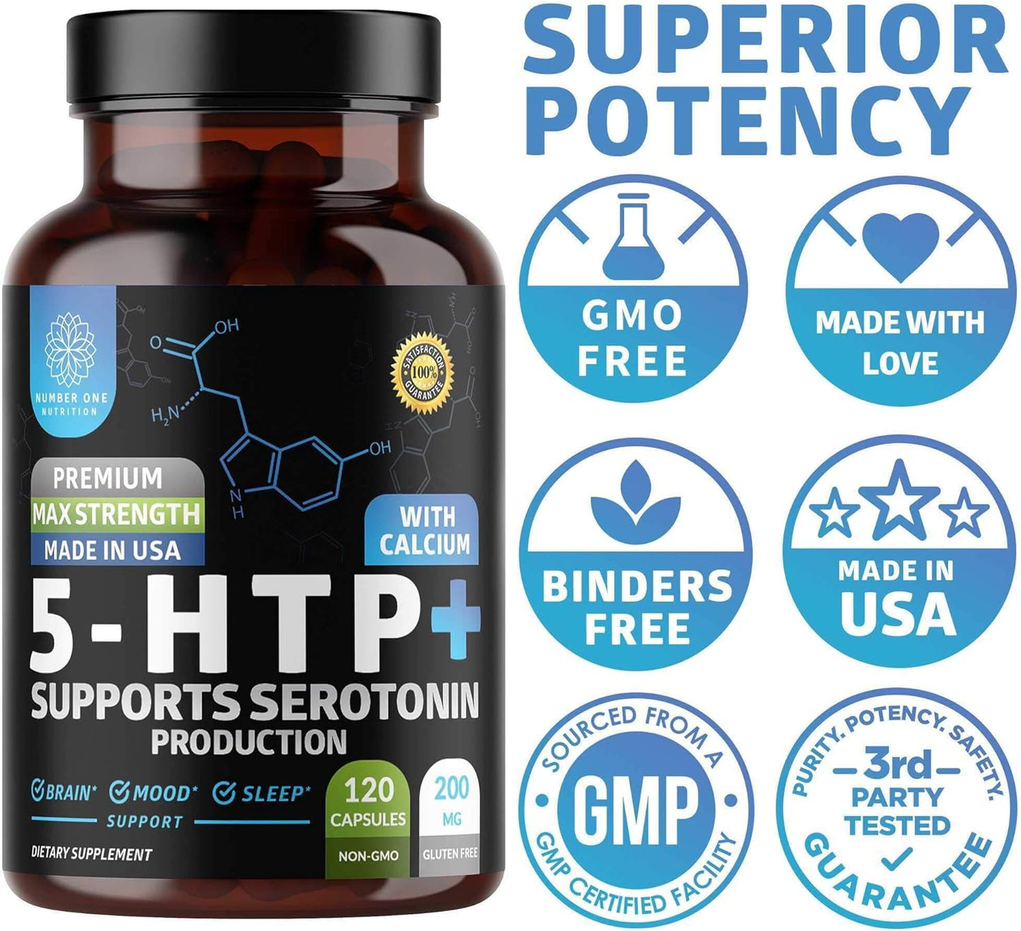 5-HTP Plus Calcium, 120 Caps