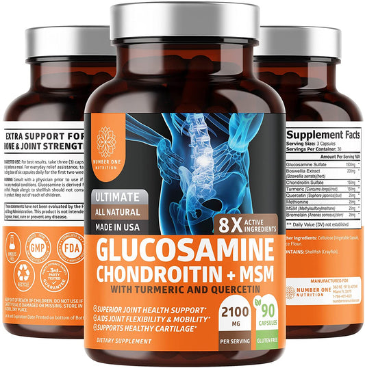 Glucosamine with Chondroitin Turmeric MSM Boswellia, 90 Caps