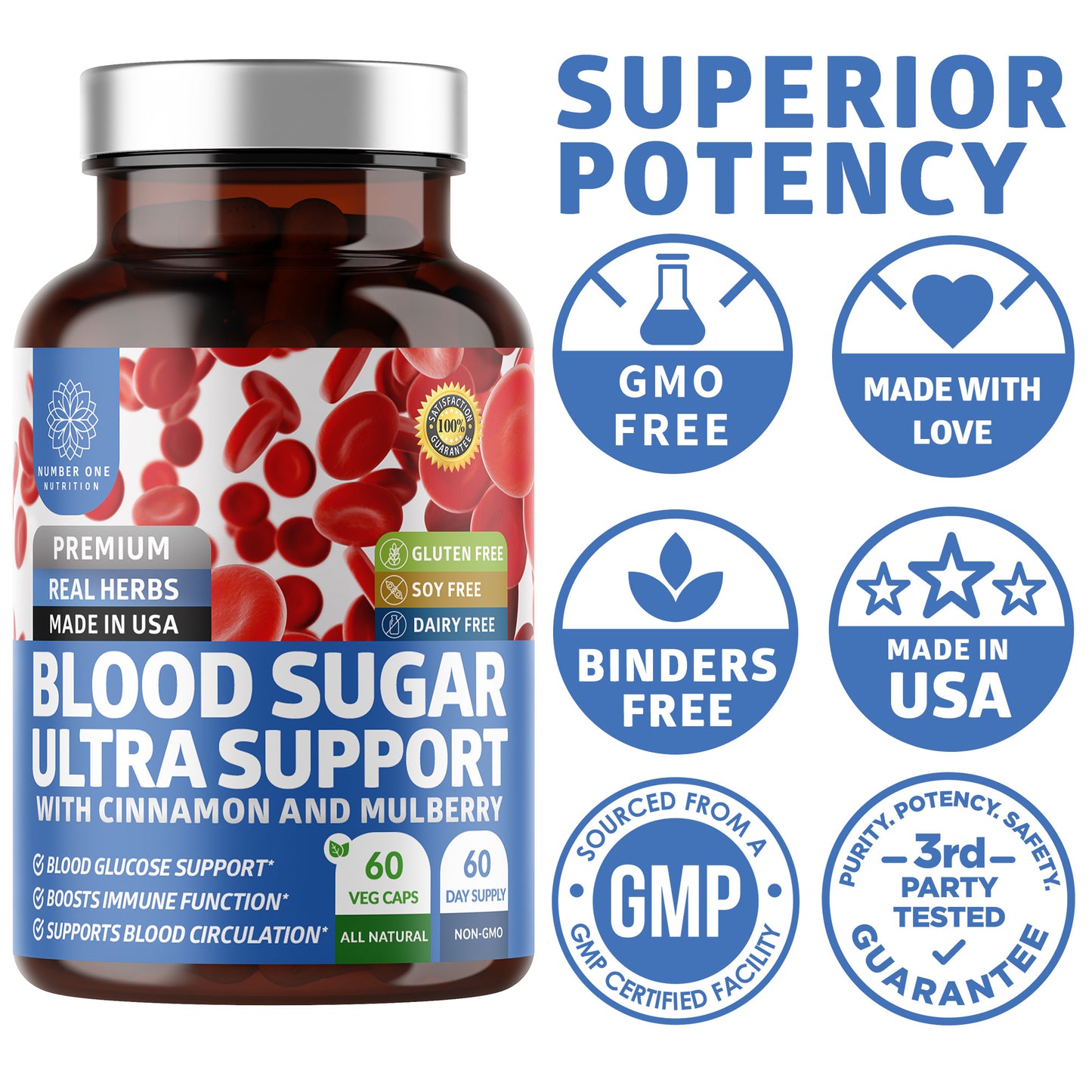 Blood Sugar Support with Cinnamon and Mulberry, 60 Caps