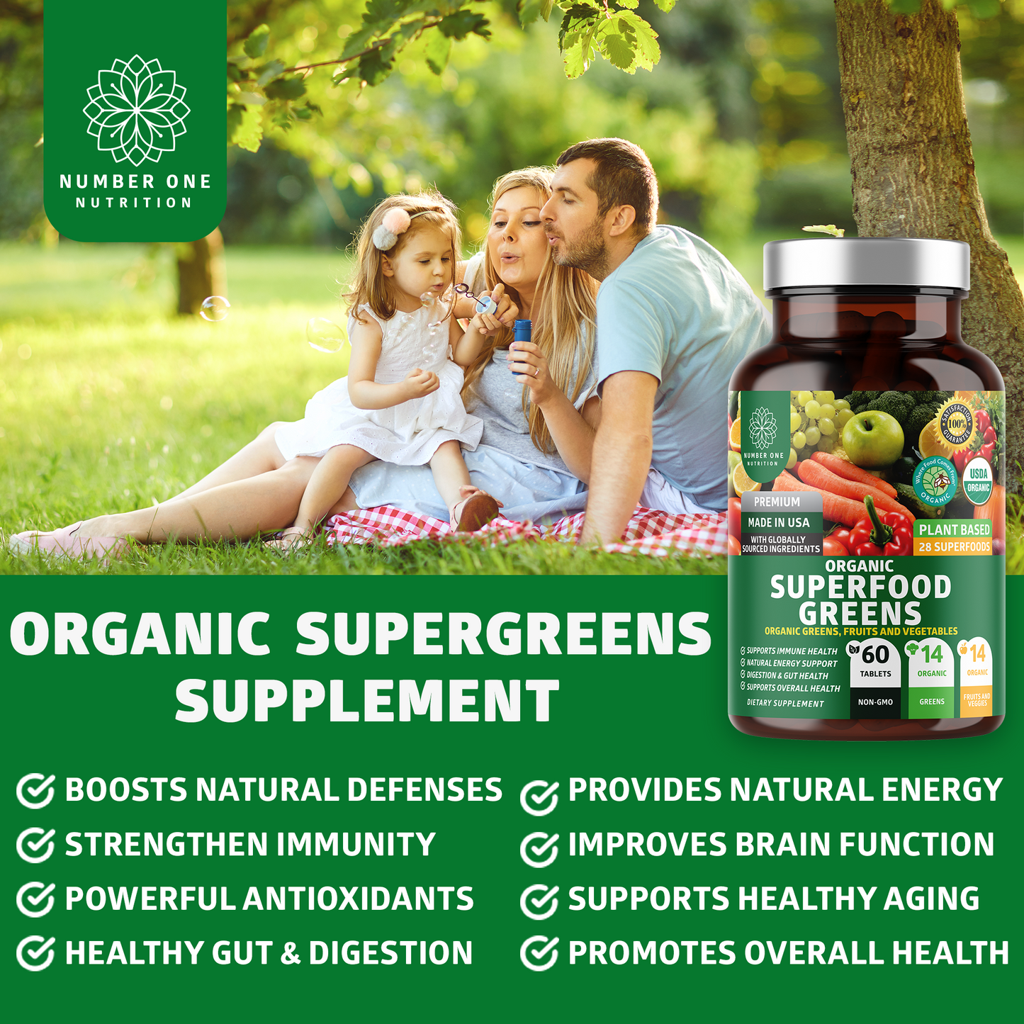 Organic Superfood Greens, 60 Ct