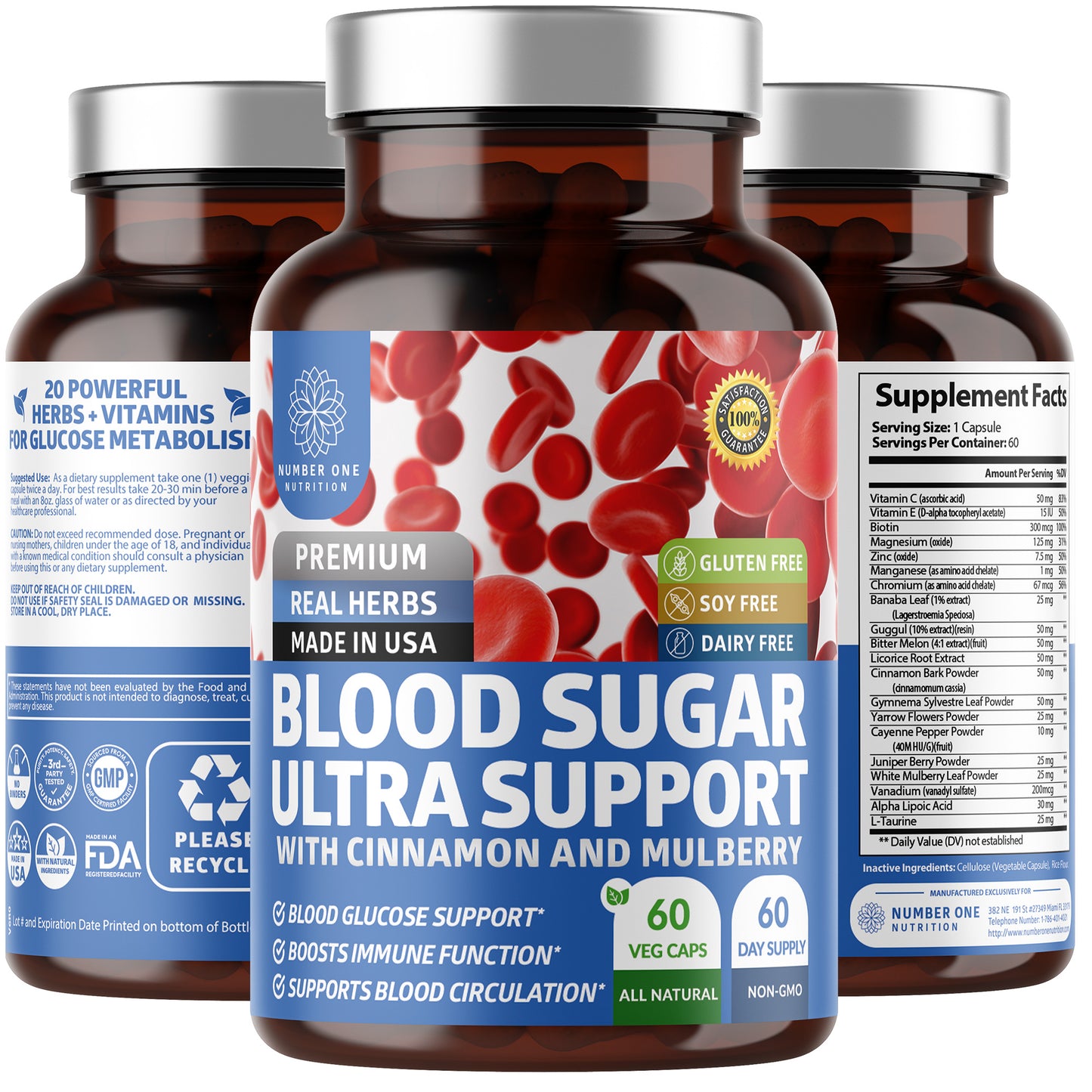 Blood Sugar Support with Cinnamon and Mulberry, 60 Caps